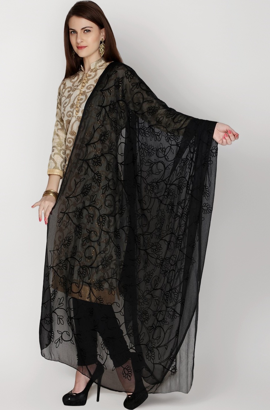 Women's Floral Chiffon Dupatta