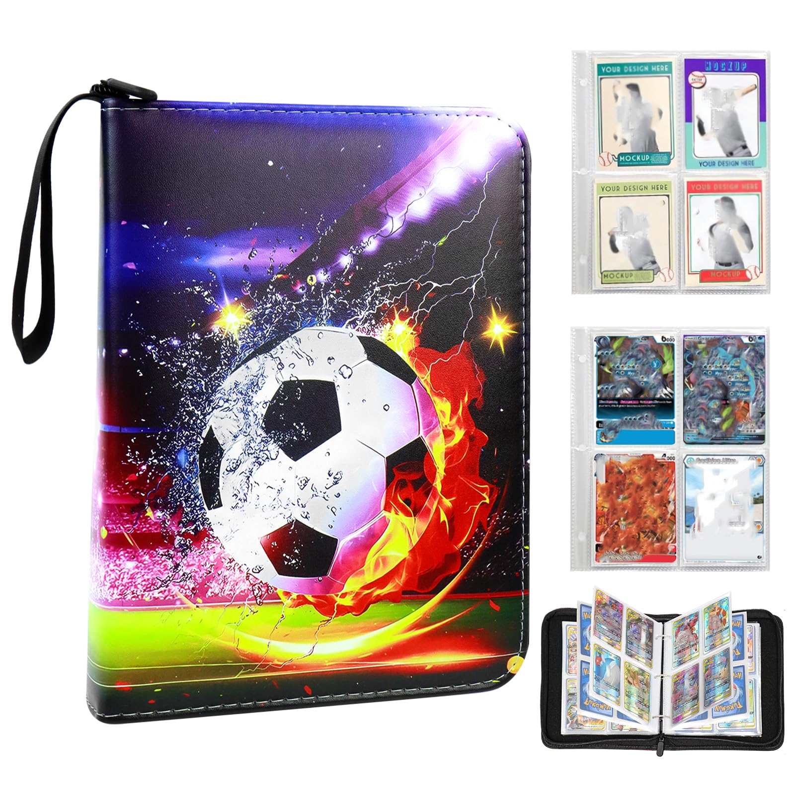 Trading Card Album for Cards 4 Pockets, 50 Pages, 400 Cards, Capacity Trading Card Folder