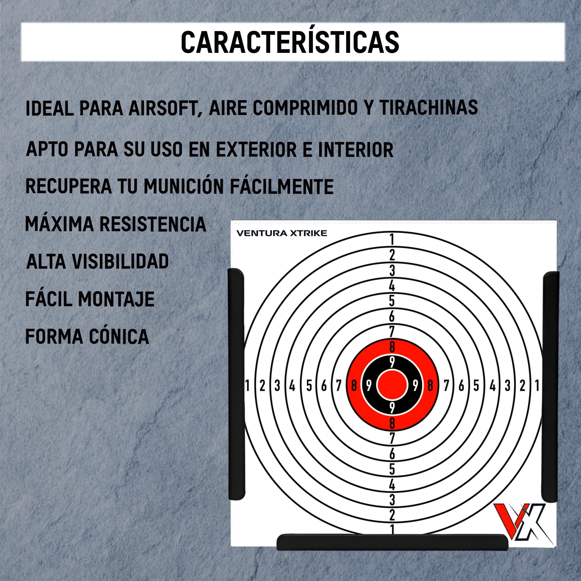 Objetivo Cazabalines de Acero 14 x 14 cm para Airsoft, Aire comprimido o Tirachinas + 50 Dianas | Diana Resistente para Entrenamiento de Precisión | Fácil Instalación | Uso Exterior e Interior