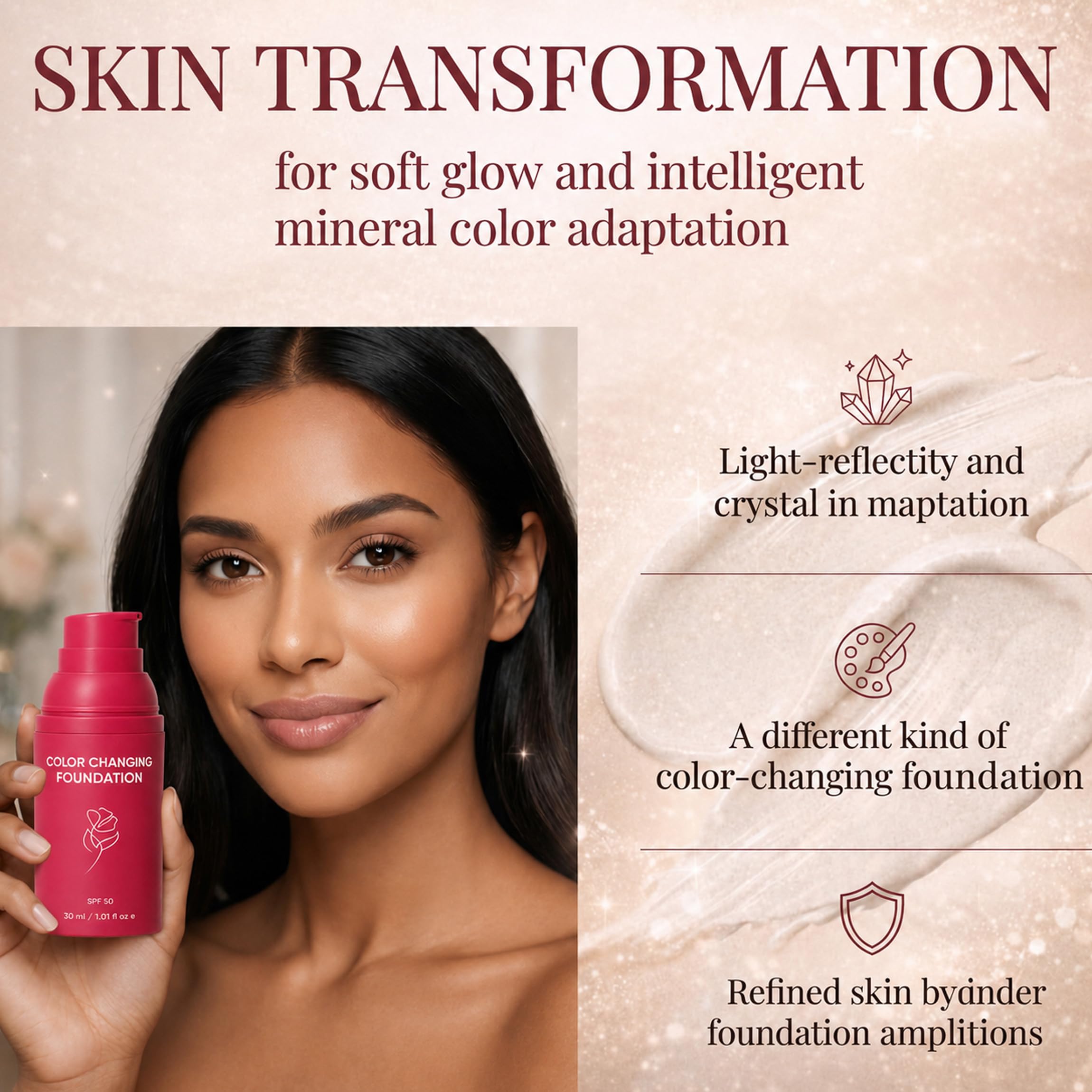 Korean Color Changing Liquid Foundation SPF 50, Medium to Full Coverage