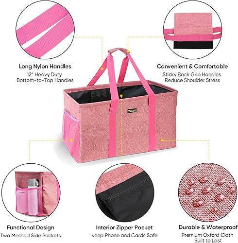 Miniatura 5 de BALEINE Bolsa de mano extra grande con marco de alambre para almacenamiento (rosa, 1 unidad)