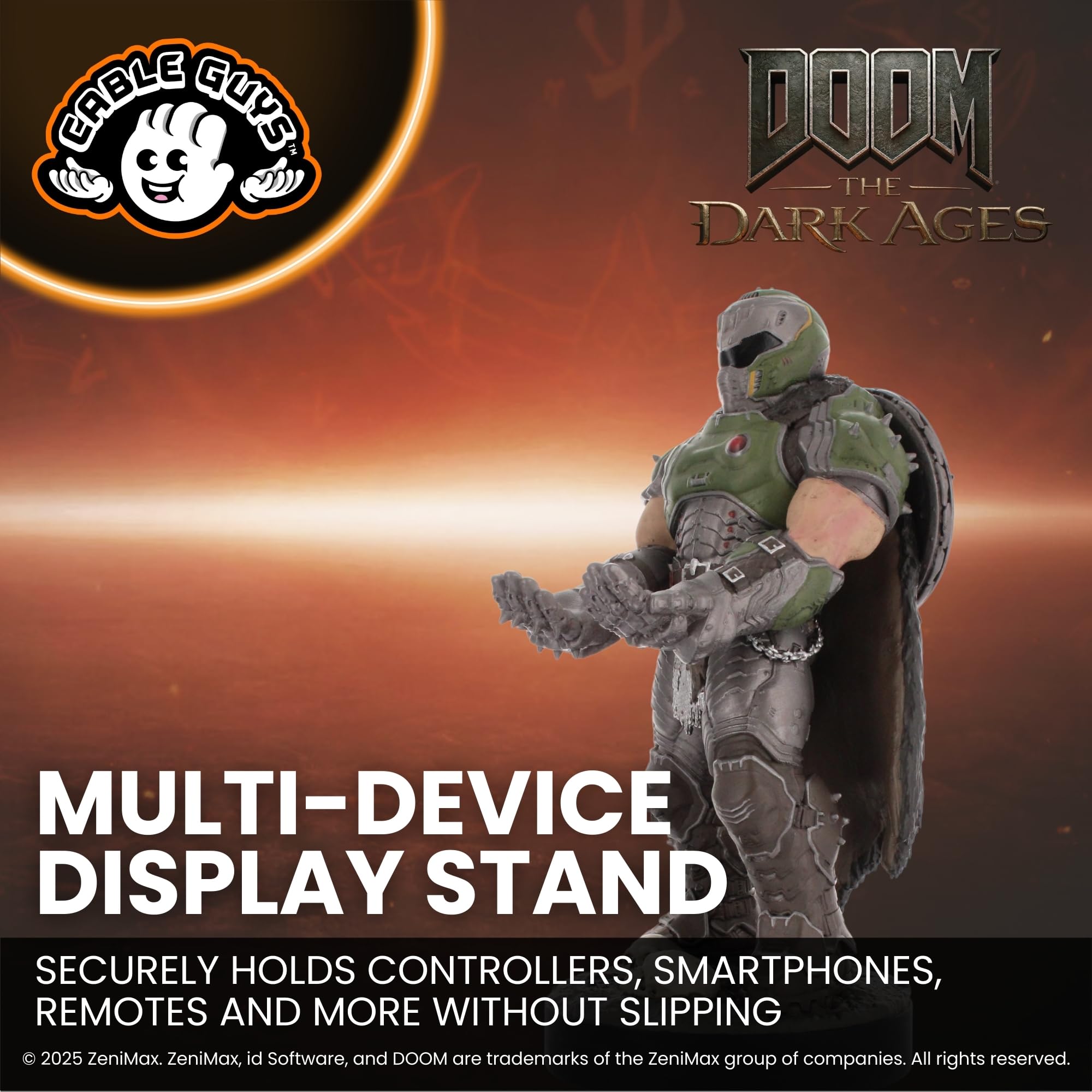 Cableguys Doomslayer Controller Holder & Phone Stand - Gaming Accessories for Room and Desk Setup, Holder Compatible with Xbox, PlayStation & Most Standard Game Controllers - 3