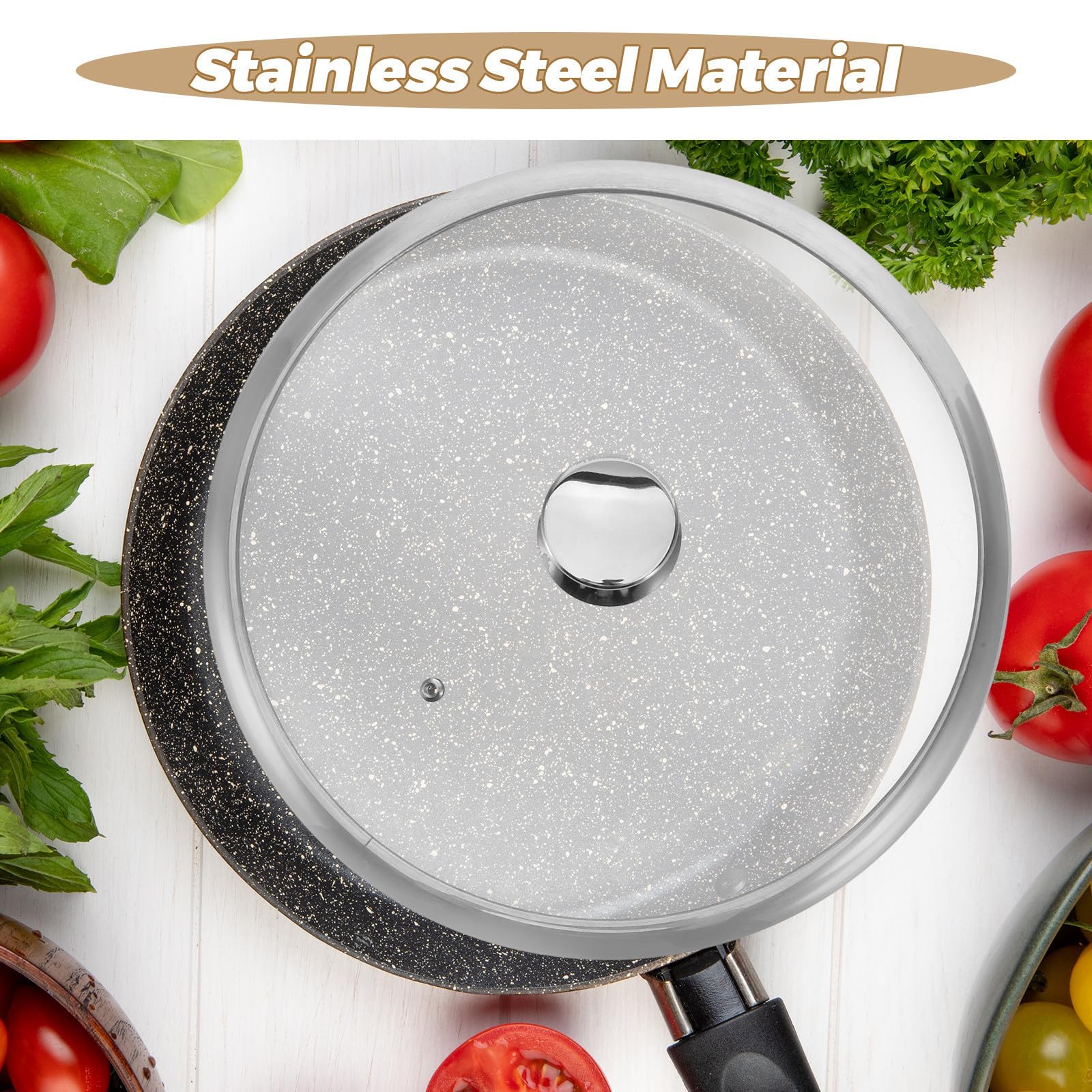 Cubierta de olla y sartén de acero inoxidable de 34 cm, versátil y simple, apta para cocina