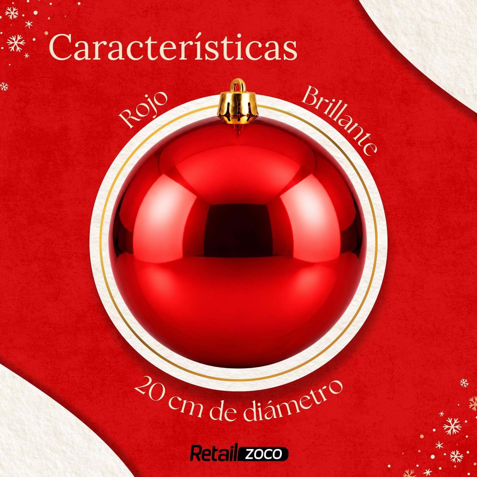 Bolas de Navidad, Adornos Arbol Navidad, 2 Piezas, Rojo - imagen 4