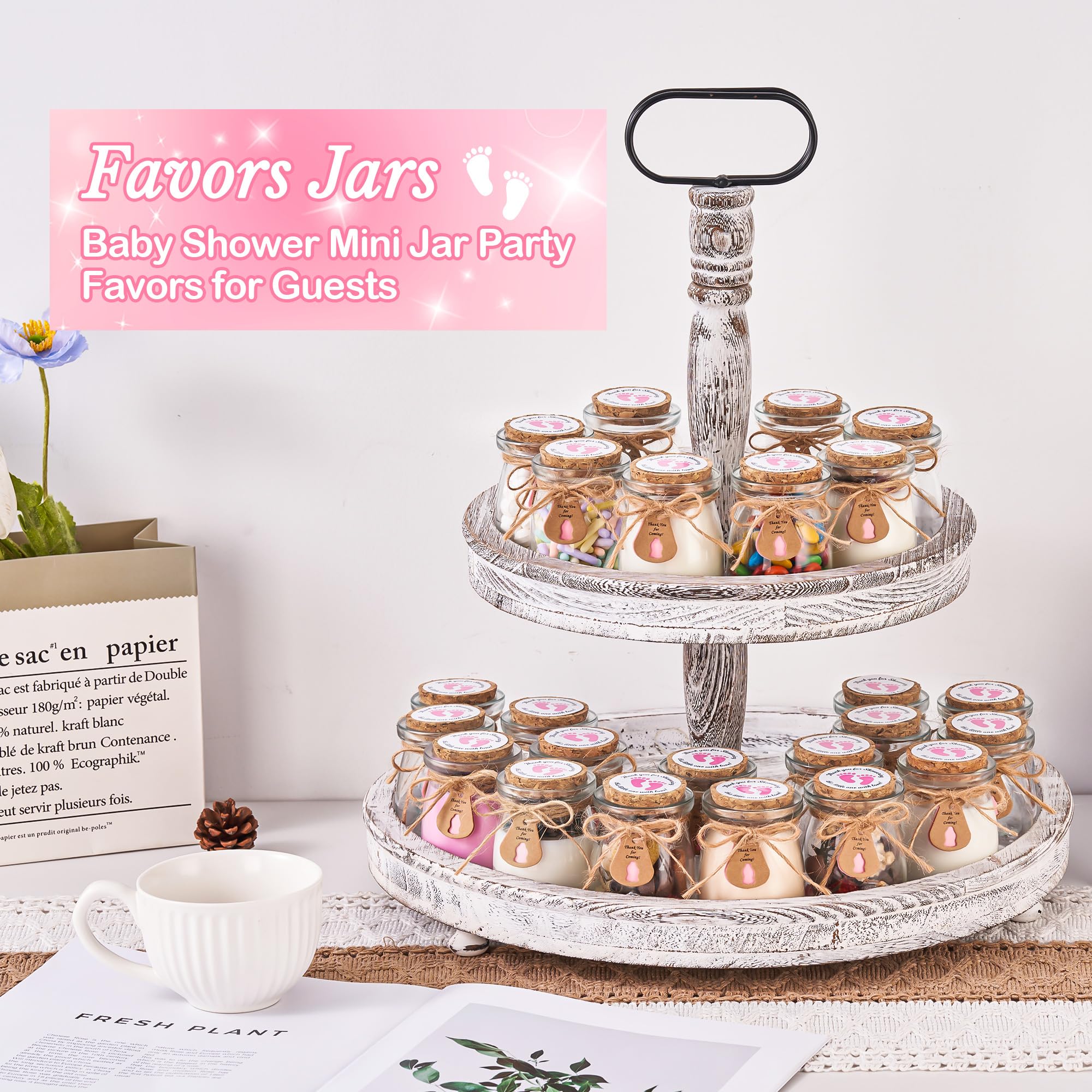 24 piezas de recuerdos para baby shower, color rosa