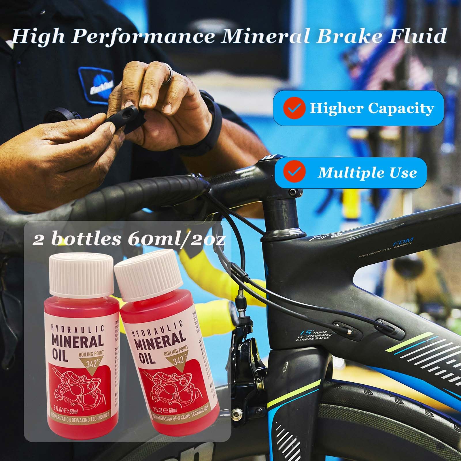 Brake Bleed Kit for SHIMANO, TEKTRO, TRP Hydraulic Disc Brakes, Brake Fluid Bleeder Kit for MTB/Road Bike Brake, with Performance Mineral Oil Brake Fluid 120ml/4oz, Professional Brake Bleed Kit