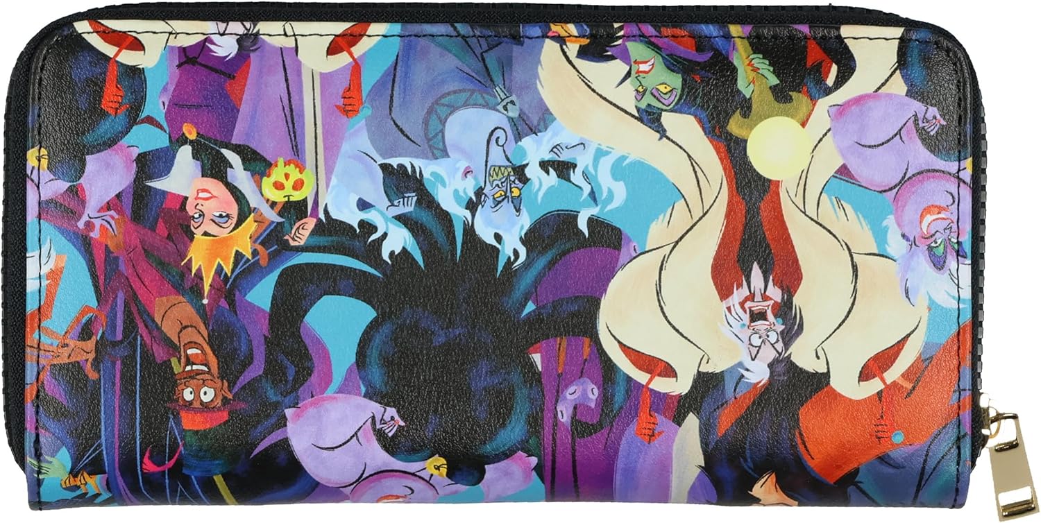 Bioworld Disney Villains Wallet Character Collage Design Zip Around Clutch Pocketbook - Image 4