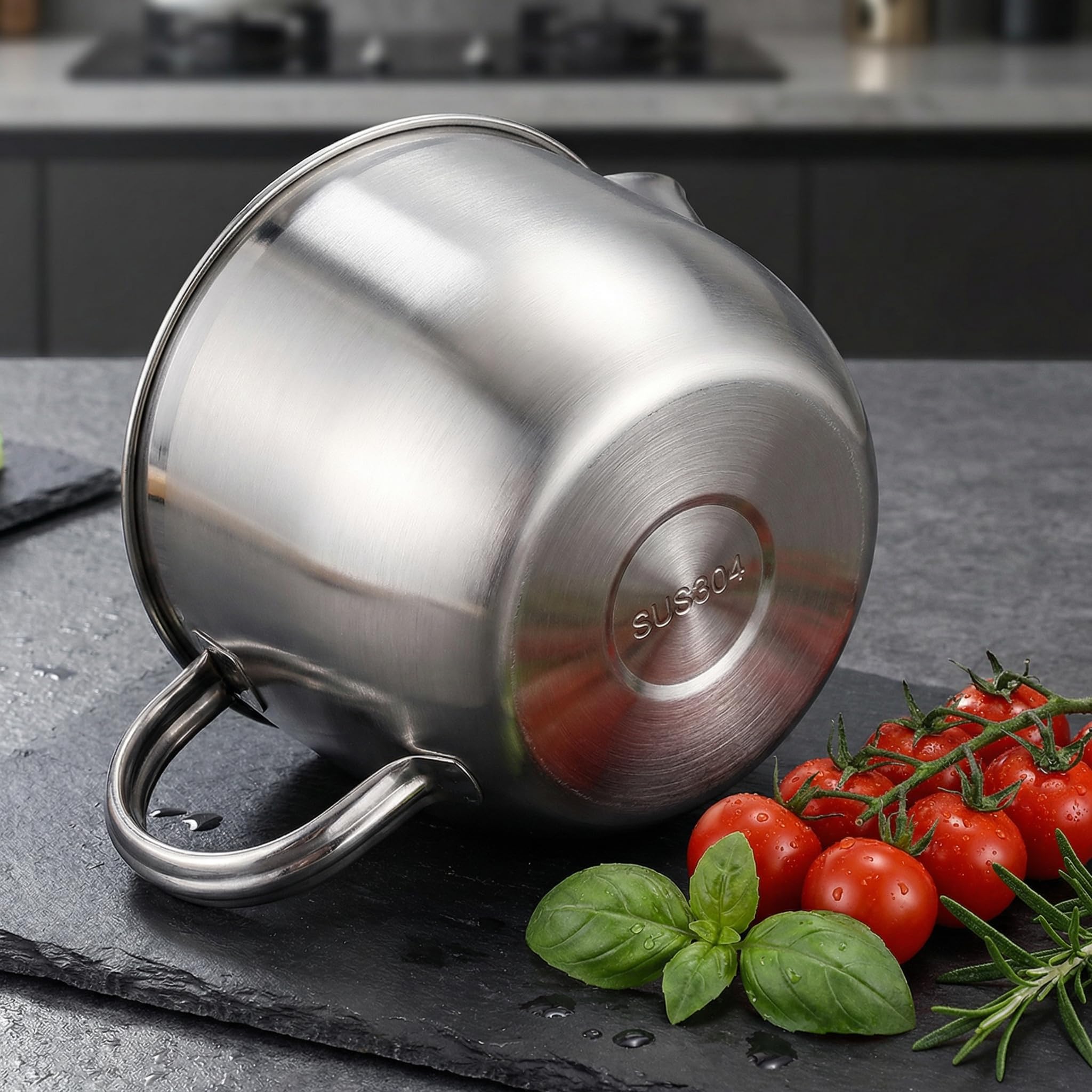 Caraffa separatrice grasso in acciaio inox 304, 1000 ml, separatore grasso con coperchio e pennello, separatore grasso da cucina, può essere utilizzato per fornelli a induzione, cucina, filtro