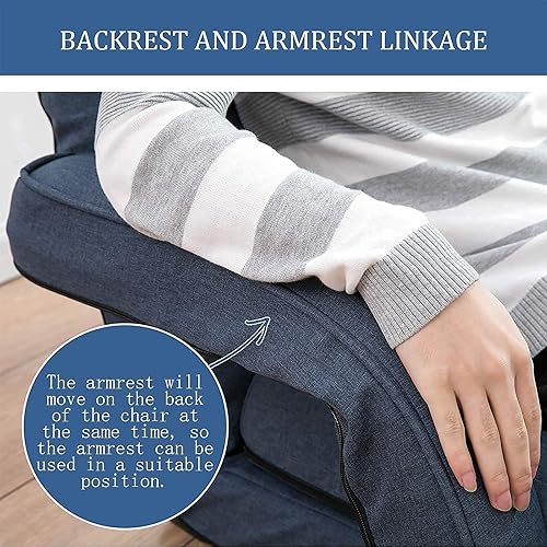 Miniatura 7 de FLOGUOR Silla de piso ajustable de 14 posiciones, tumbona para interiores, sofá plegable perezoso con reposabrazos y una almohada acolchada para