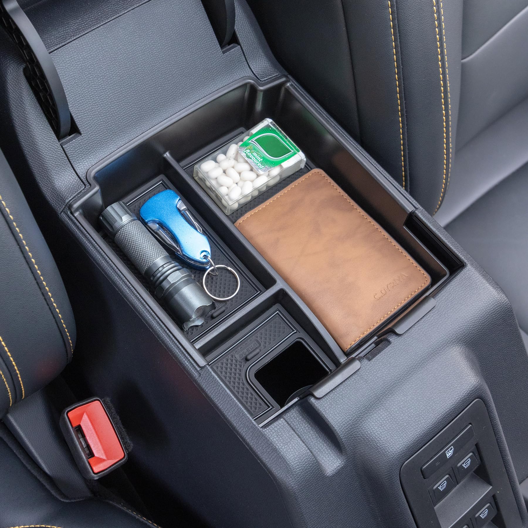 TOPINSTALL 2025 Upgraded Tray Compatible with Ford Bronco 2025 Accessories, Full Size Bronco Center Console Organizer Armrest Storage Box Plastic Black (2/4 Door) (Not for Bronco Sport)