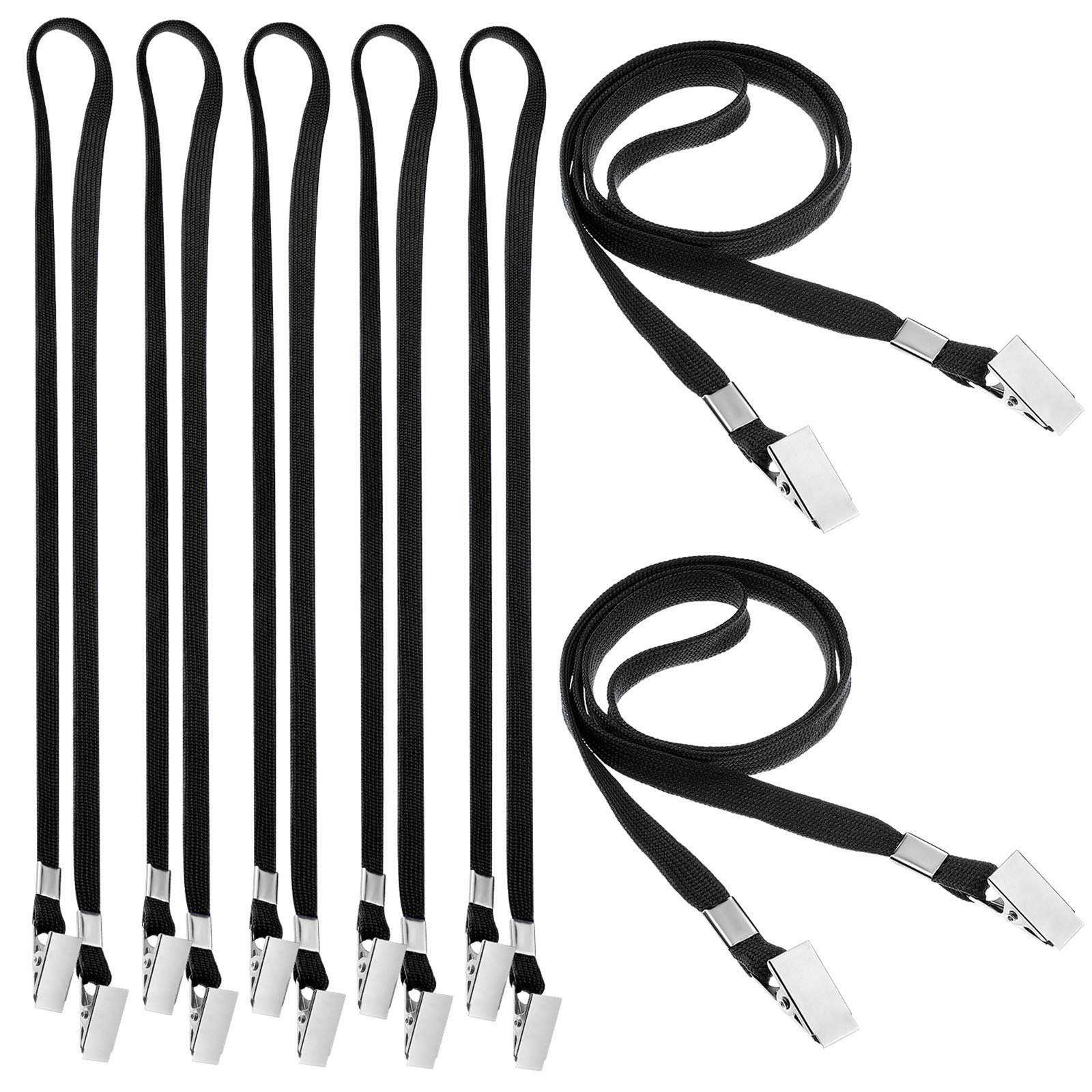 Nuanchu Double Clip Lanyard Face Mask Straps, Double Ended Lanyards with Convenient Hooks Comfortable Neck Straps for ID Badges Ticket Holder(Black,10 Pieces)