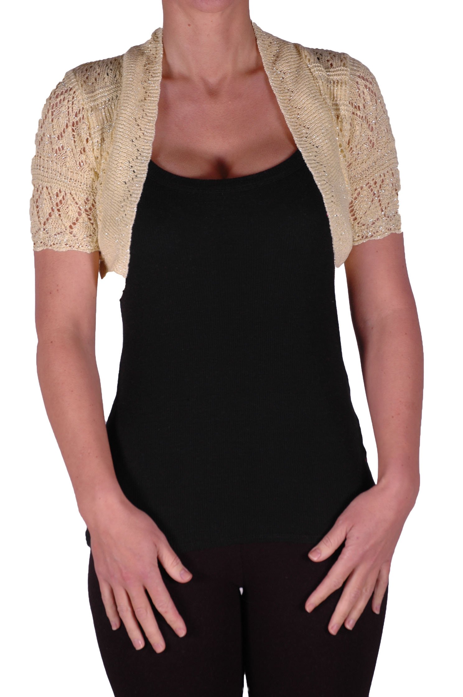 Eye Catch EyeCatchKnitwear - Erin Lurex One Size Bolero Knit Shrug Yellow
