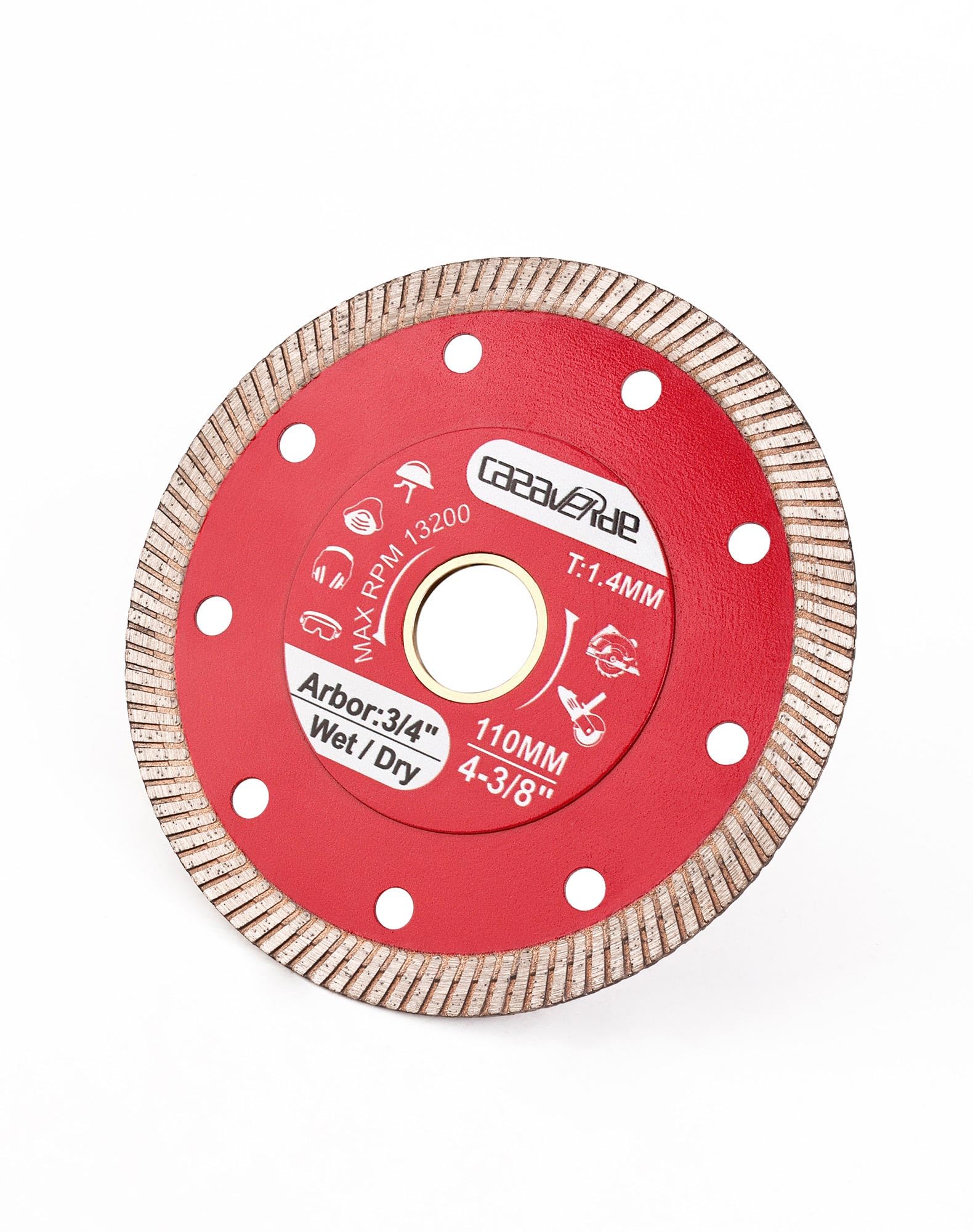 Casaverde 4-3/8" Porcelain Saw Blade with 3/4" Arbor,Super Thin Turbo Tile Blade Wet or Dry Cutting for Ceramic Tile, Granite Marble Porcelain Tiles