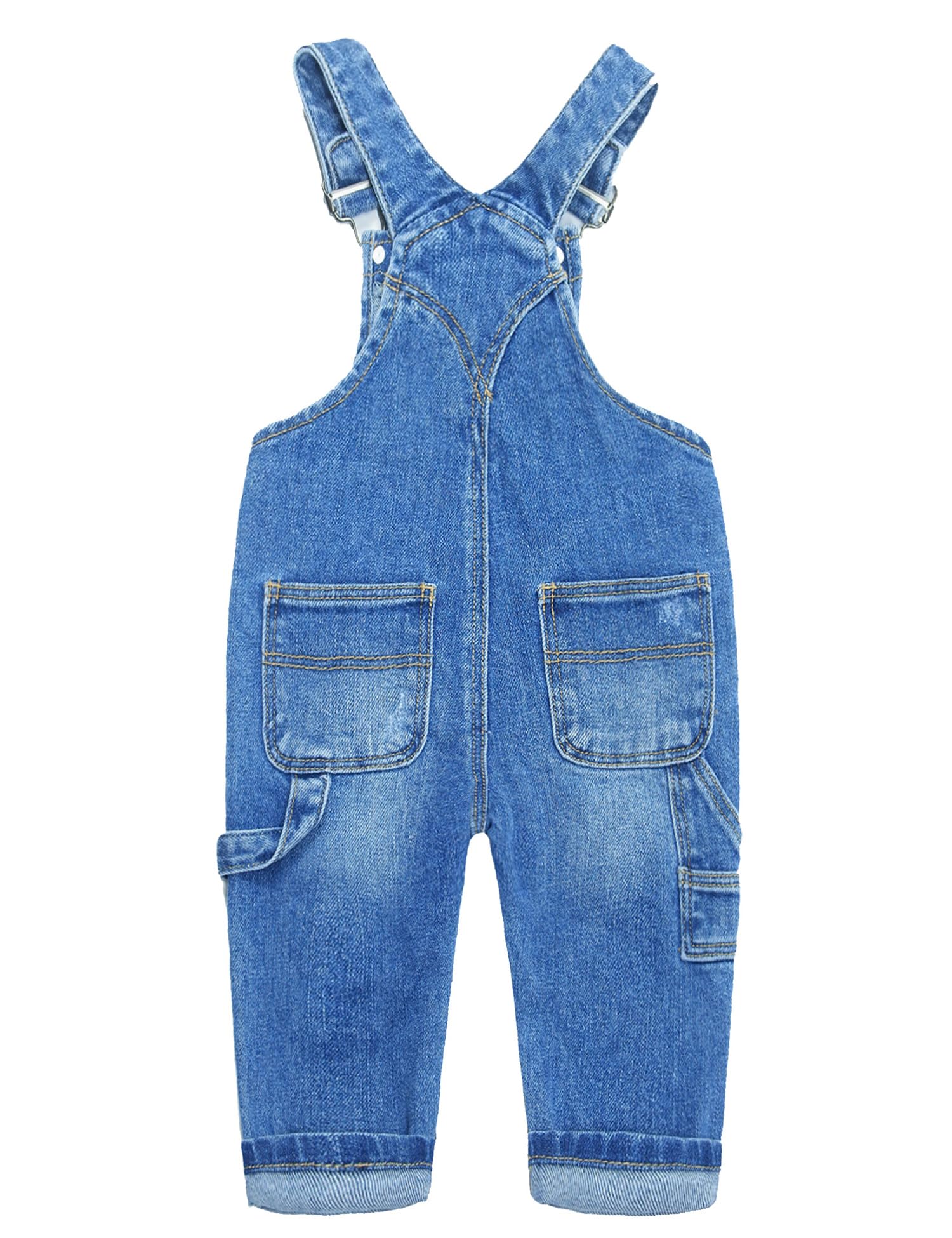 KIDSCOOL SPACE Enfant Garçon Fille Petite Poche à Bavette Bretelles Réglables Salopette en Jean, Denim Mignon Pull Déchiré