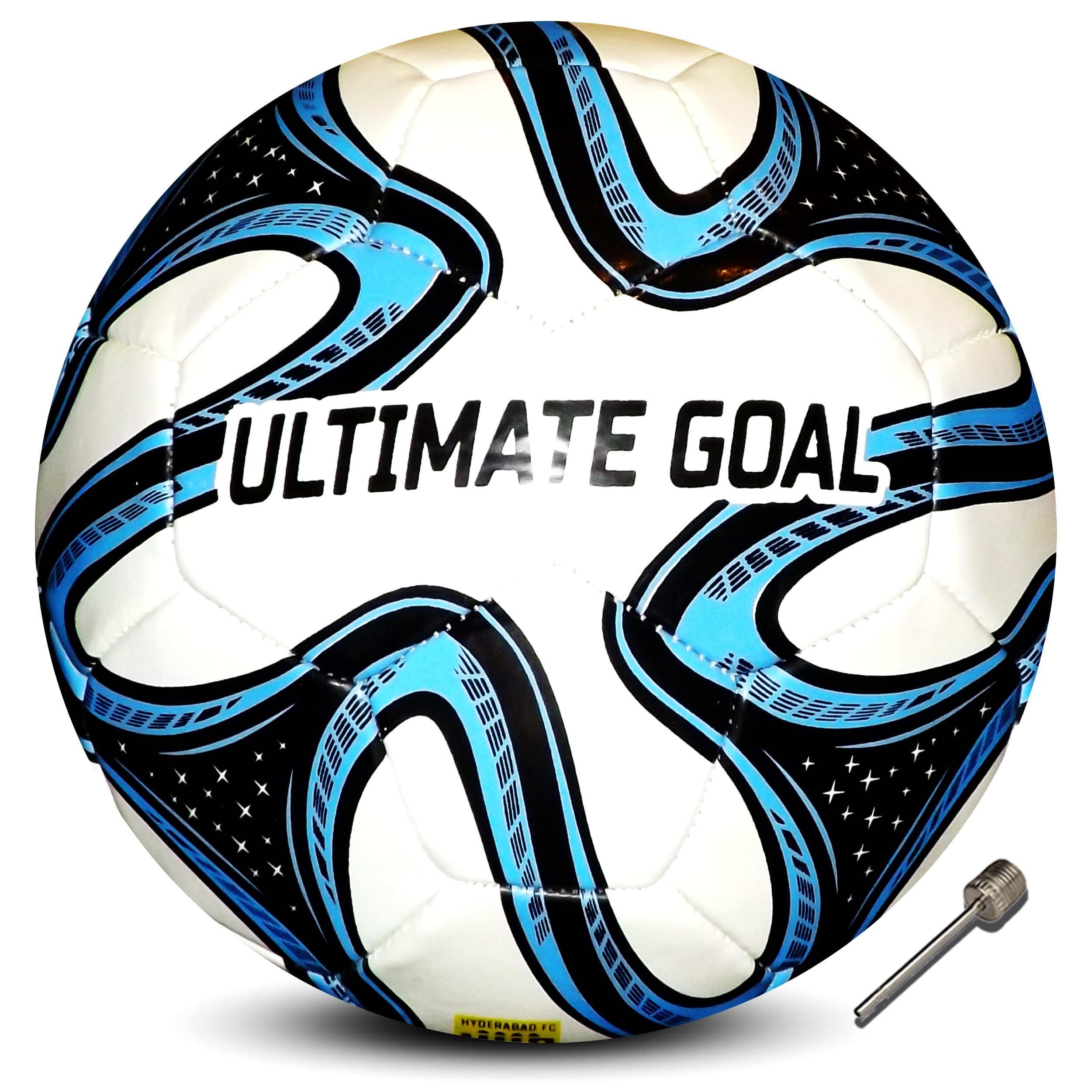 UG Sports Machine Stitched Football for Kids and Teens | 32 Panel Suitable for Hard Ground Without Grass, Training | Professional Soccer PVC Football Size- 3 (Blue)-image-3