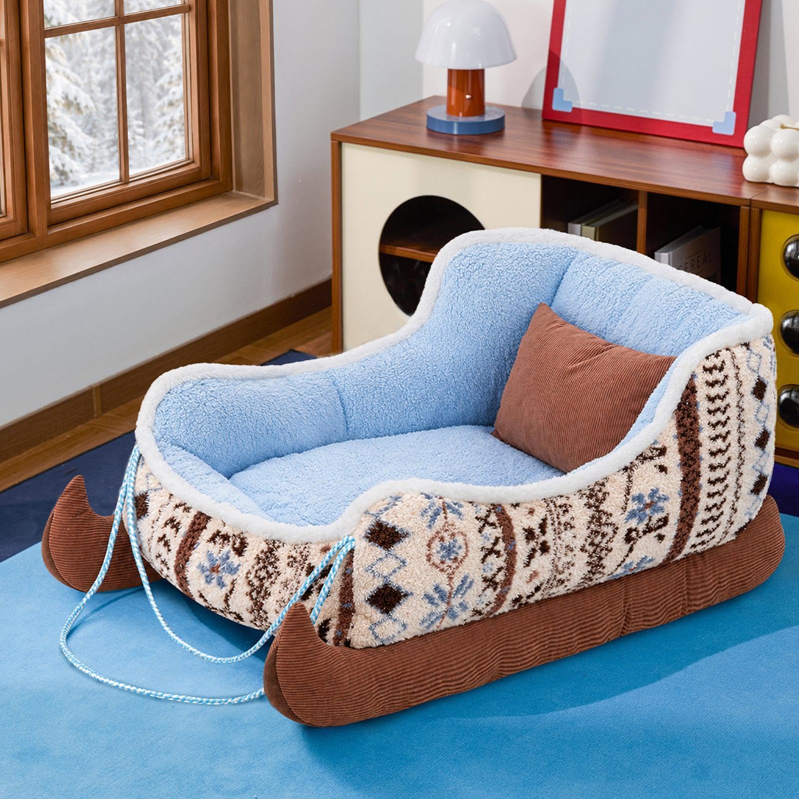 Cama trineo de perro Adorable decoración de temporada, suave y lavable