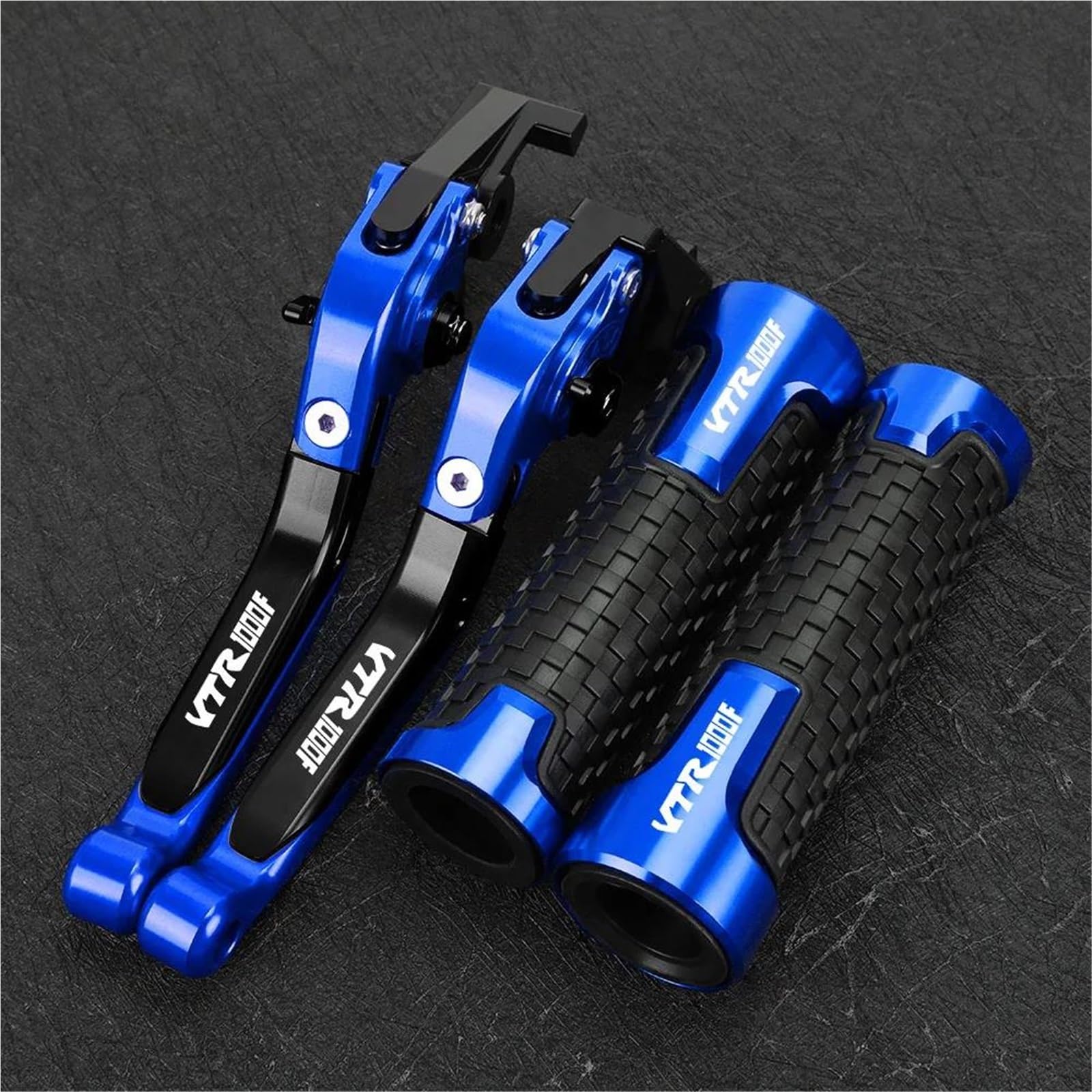 Tgvselpj Blue Motorcycle Part Motorcycle Folding Extendable Clutch Levers Brake Adjustable Handle For H-Onda Vtr1000f Firestorm 1997-2007(Blue)