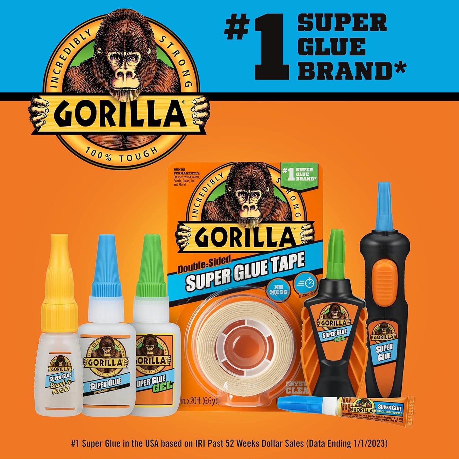 Gorilla Super Glue Tape, 6.1m x 15.88mm – Heavy Duty, Crystal Clear, No Mess Double Sided Tape, Ideal for Permanent Repairs, Quick Fixes & Craft | Bonds Glass, Fabric, Paper, Cardboard & More