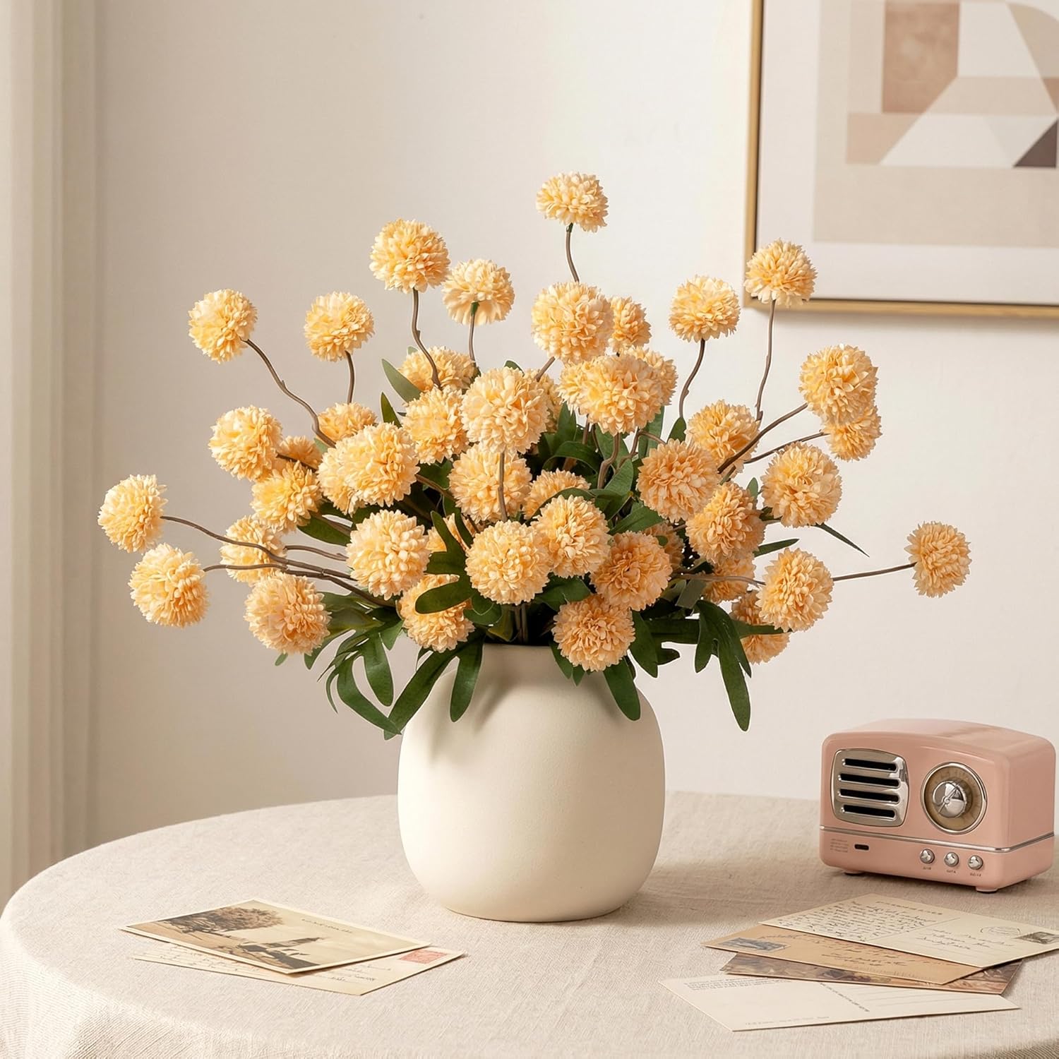 Fake Flowers 20.5In Artificial Chrysanthemum Faux Mums Faux Flowers for Vase Fall Long Stems Flower Silk Flower for Indoor Home Decoration Kitchen Office Wedding Decor 10PCS,Orange（No Vase） - Image 6