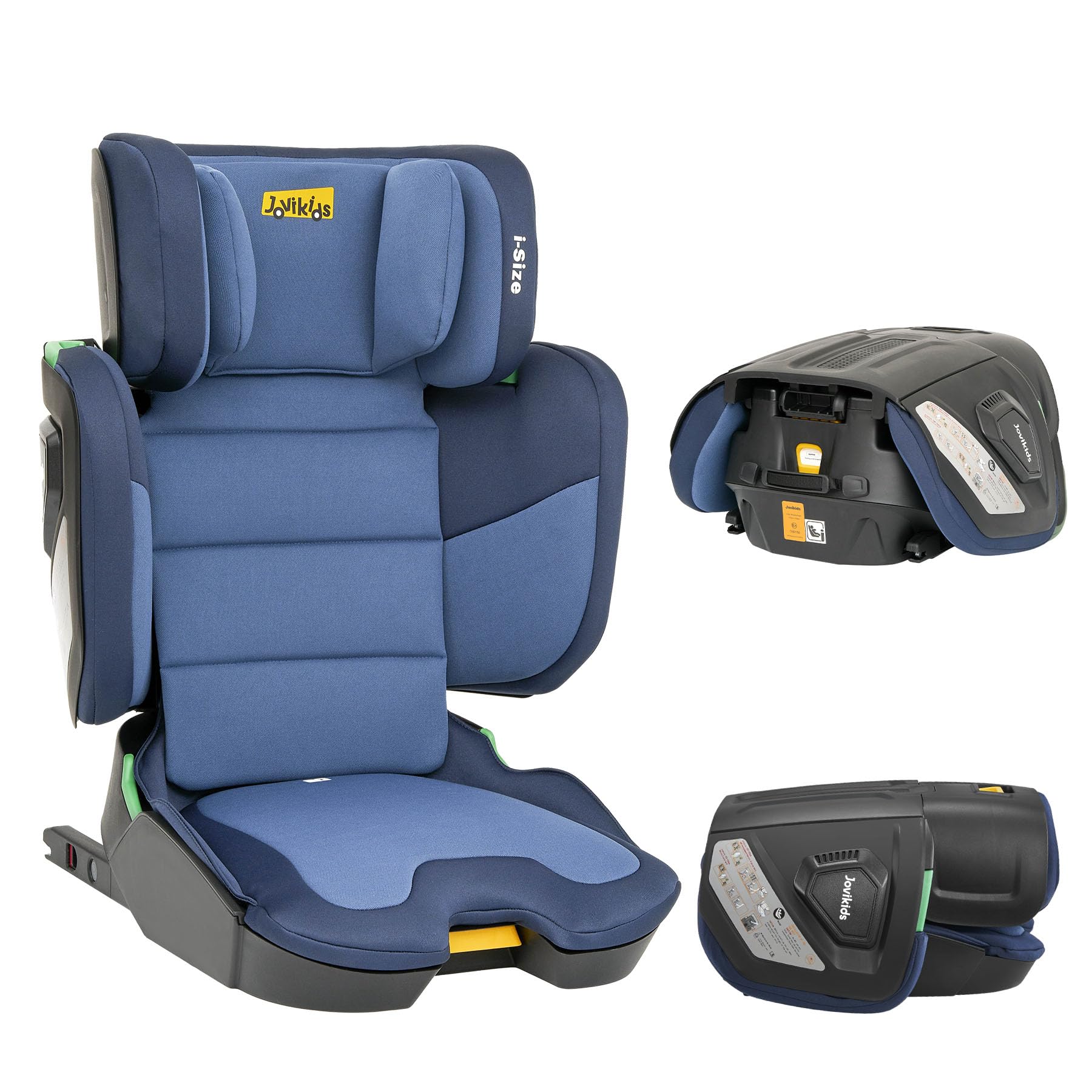 Jovikids I-Size Alzador Niño ISOFIX, ECE R129, Silla Coche Plegable para Grupo 2 3 de 100-150cm (de 3 a 12 años), Alzador con Respaldo(Azul)