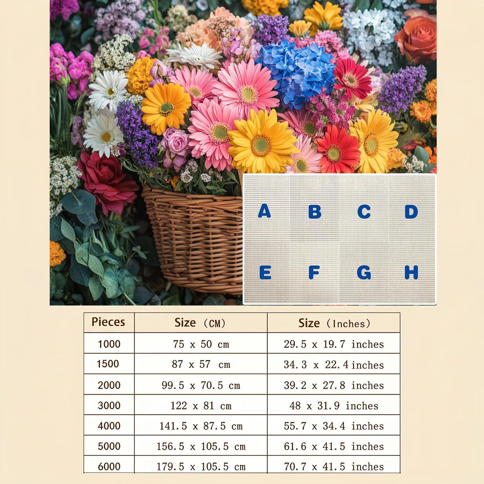 Cesta Flores Flor-2 Puzzle de 1500 Piezas, Juego de Mesa Familiar de Madera - Rompecabezas Adultos para Toda La Familia, Rompecabezas Educativo DIY y Antiestrés - Regalo de Mujer, 87 x 57 cm f0-392
