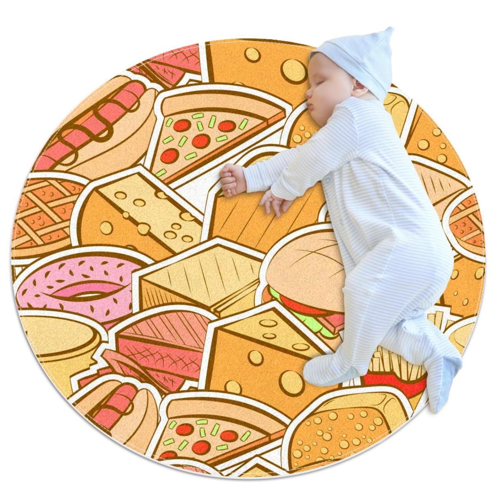 Tapis de chambre camomille rond 1m anti-glisse pour sol froid
