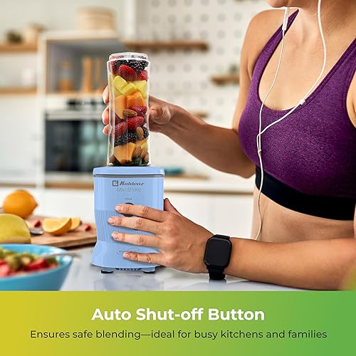 Miniatura 6 de Mix&Shake Blender, licuadora portátil de 20 onzas, motor de 600 W, pulso, funciones de encendidoapagado, cuchillas de acero inoxidable, batidos,