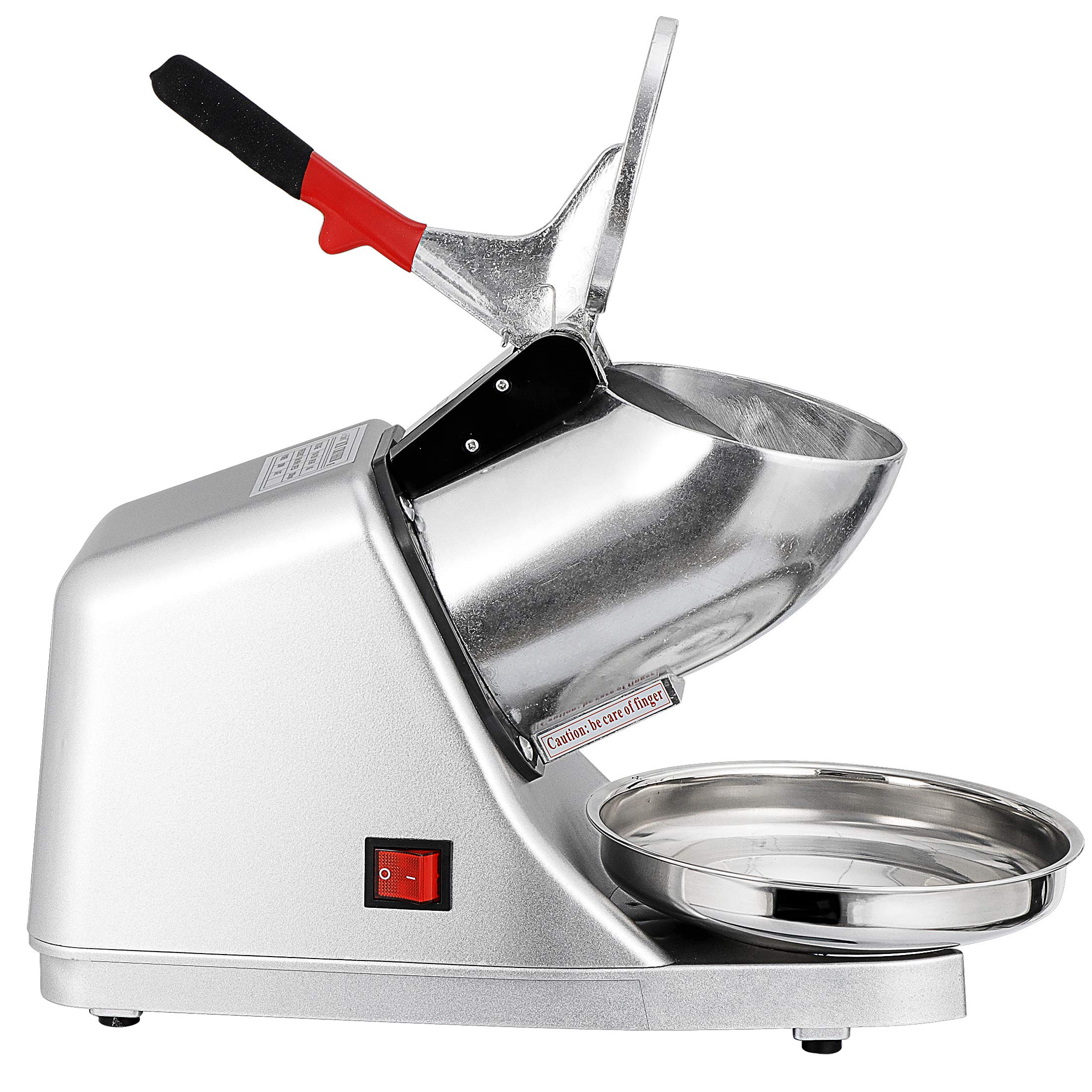 Saicool Electric Ice Crusher Shaver 300W 2000r/min 143 lbs Stainless Steel Shaved Ice Machine Snow Cone Maker for Home and Commercial Use Ice Crushers (Silver)