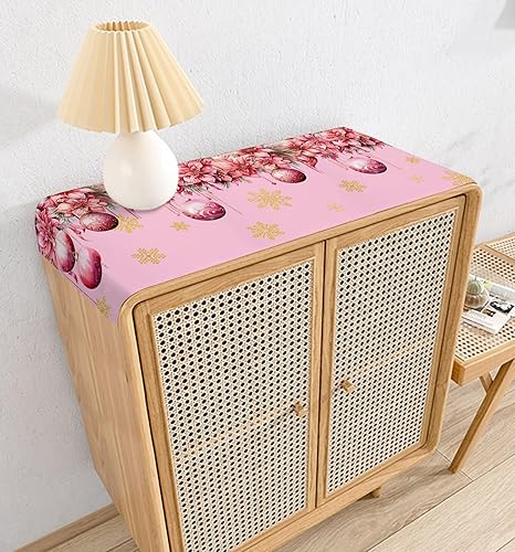 Miniatura 4 de Camino de mesa de copo de nieve de Navidad de 36 pulgadas corto, lino de algodón, cocina, comedor, mesa auxiliar, decoración de tocador, camino de