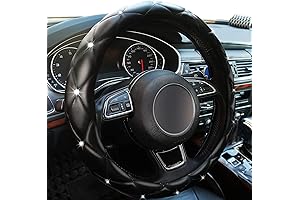 Xizopucy Diamond Leather Bling Steering Wheel Cover for Women