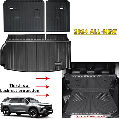 Miniatura 8 de WAYIDSS Alfombrillas de 3 filas y forro de carga para Chevy Chevrolet Traverse 2018-2023, 7 asientos con asientos de cubo de segunda fila,