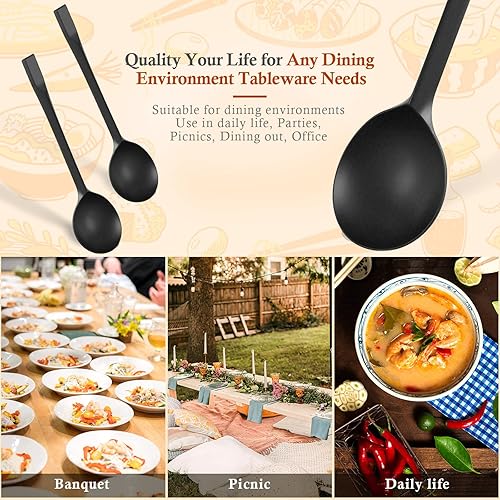 Miniatura 5 de 200 cucharas de sopa de plástico pesadas, cucharas desechables para fiestas, pequeñas cucharas de sopa de plástico para uso diario, boda,