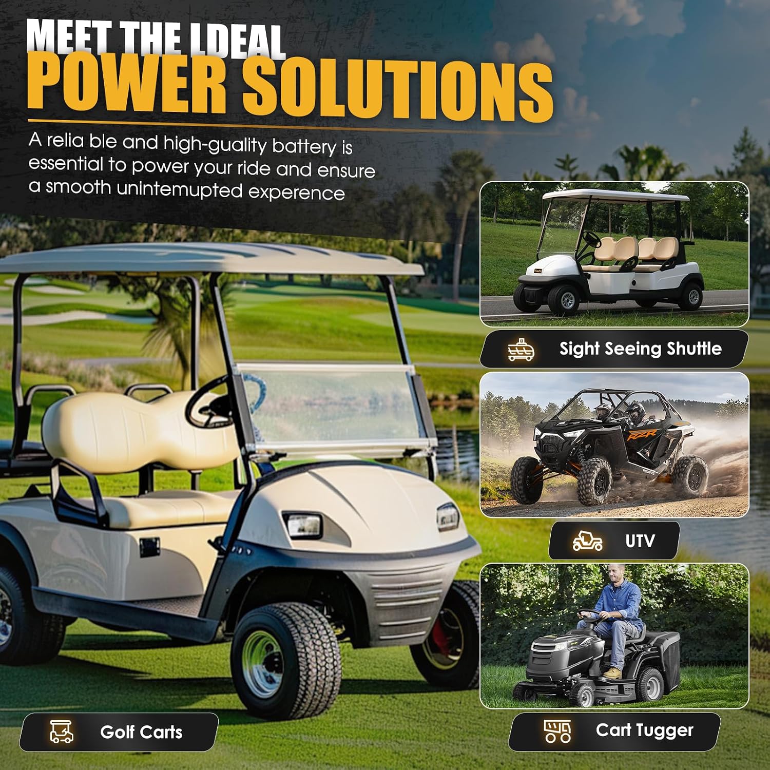 48V 160Ah Lithium Battery, MAX 10.24 kW Built-in 200A BMS with Touch Monitor & Mobile APP, 4000+ Cycles Rechargeable LiFePO4 Battery, Perfect for Golf Carts