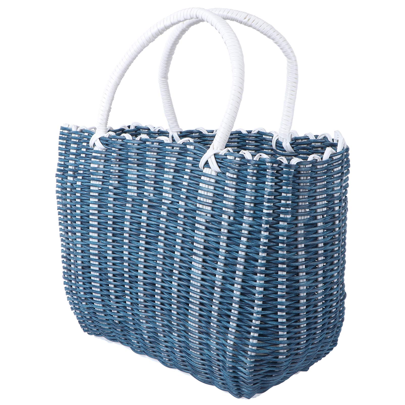 Zerodeko Tots Woven Market Basket Grocery Basket Shopping Bag Picnic Basket with Handle Beach Tote Bag Flower Arrangement Holder Pot for Kitchen Garden Picnic Flower Girl Basket