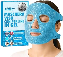 Perfect Remedy Reusable Ice Face Mask for Cold and Hot Packs - Frozen Face Mask Cooling Gel Beads (Blue)