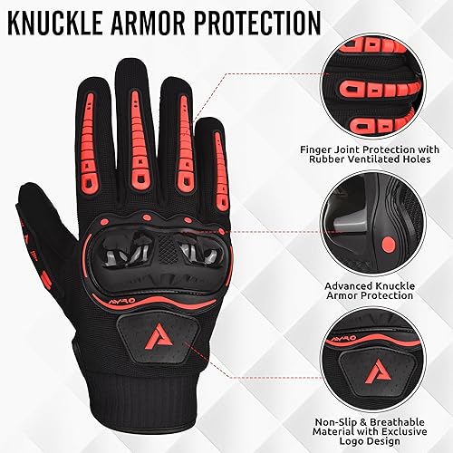 Miniatura 2 de AYRO Guantes de motocicleta, guantes de motocross, guantes de motocross, guantes de motocicleta con pantalla táctil de dedo completo con nudillos
