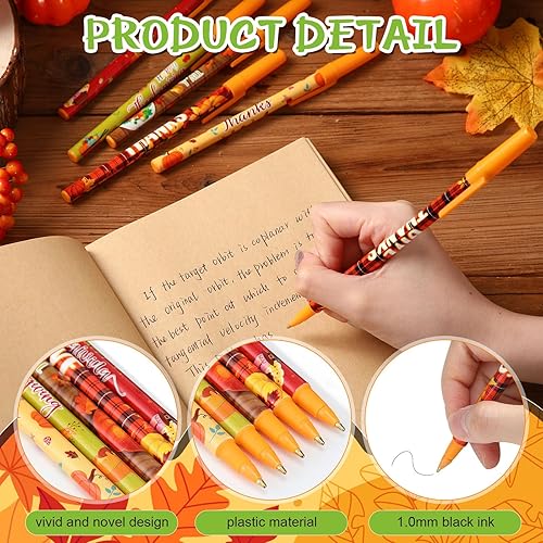 Miniatura 3 de Lincia 150 bolígrafos temáticos de otoño a granel, bolígrafos de Acción de Gracias, hoja de arce, calabaza, bolígrafo para el día de Acción de