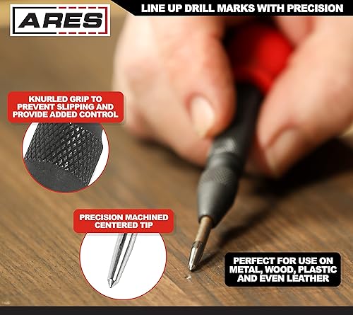 Miniatura 3 de ARES 10022 - Perforadora central automática - Herramienta ajustable con resorte de 5 pulgadas - Agarre moleteado antideslizante - Punta de acero S2
