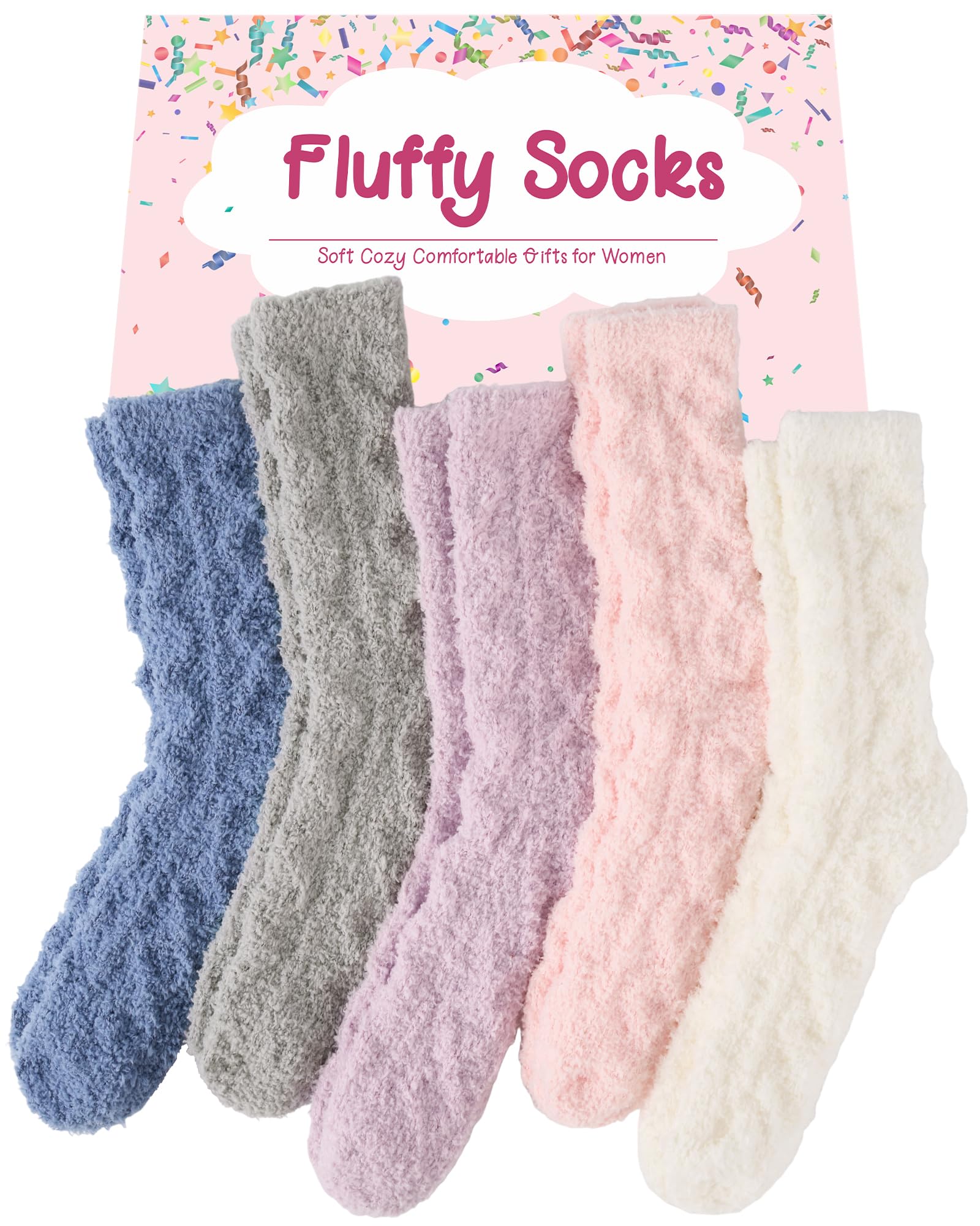 SukModen Kuschelsocken Damen, Warme Flauschige Bettsocken Weihnachtssocken | Weiche Thermosocken, Dicke Wintersocken Haussocken zum Schlafen und Entspannen, Weihnachtsgeschenke für Frauen, 5 Paar