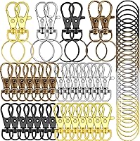 Vista 12 de 100 piezas de ganchos para llavero con anillos de llavero, cierres de langosta giratorios de metal, para clip de llavero, manualidades, joyería