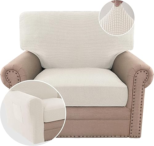 Miniatura 42 de H.VERSAILTEX Fundas de Sofá de Amor de Varias Piezas para Sofá de 2 Cojines, Fundas de Cojín de Sofá de Alta Elasticidad, Tela de Sarga Texturizada