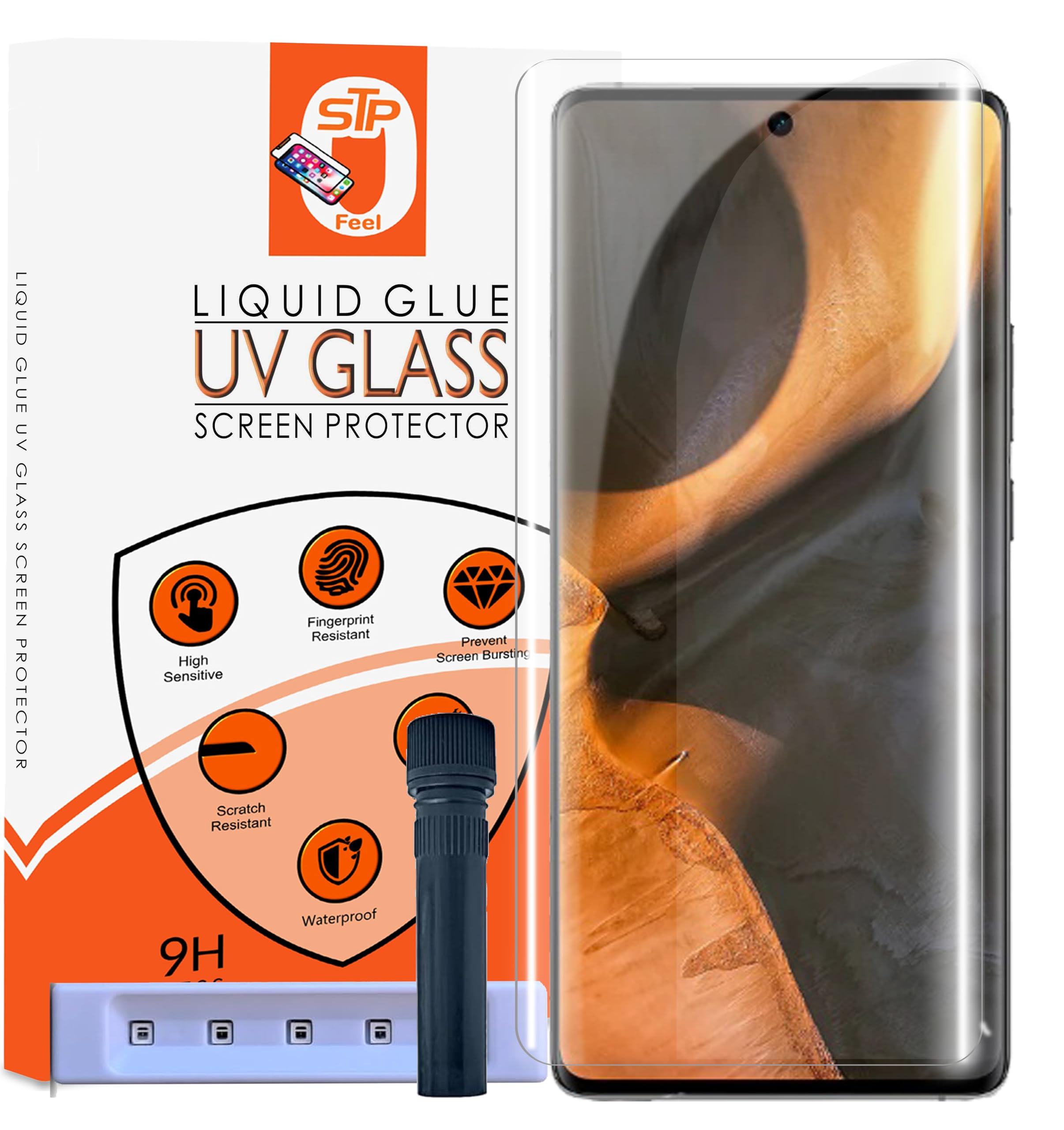 STP FEEL® HD+ UV Tempered Glass Screen Protector Guard Compatible For Vivo X90 / X90 Pro / X90 Pro+ Plus (6.78 Inch, Pack of 1) Full Adhesive UV Curved Case Friendly HD+ Clarity