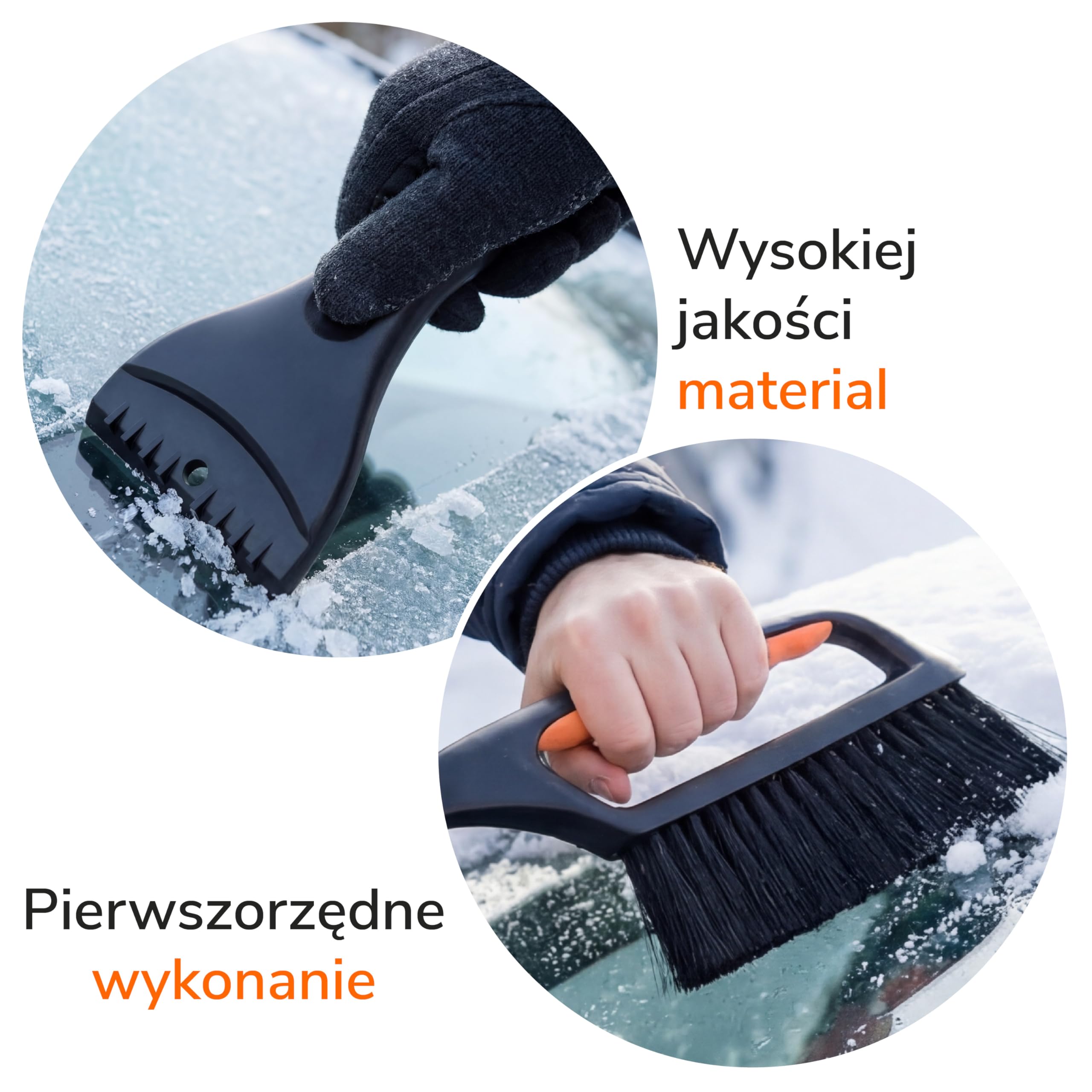 Upgrade4cars 2 x skrobaczka samochodowa z miotłą wysokiej jakości i stabilna, wysokiej jakości szczotka do śniegu chroni lakier i długa | regulowana skrobaczka do szyb w zestawie z ergonomicznym