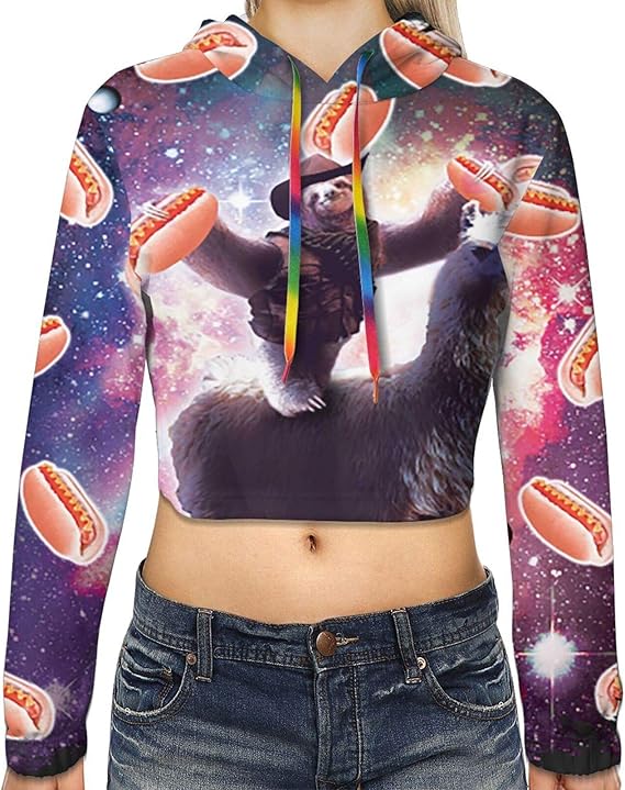 Amazon Co Jp Baodancerラマユニコーンのカウボーイスペースナマケモノ ホットドッグスウェットシャツ ファッション