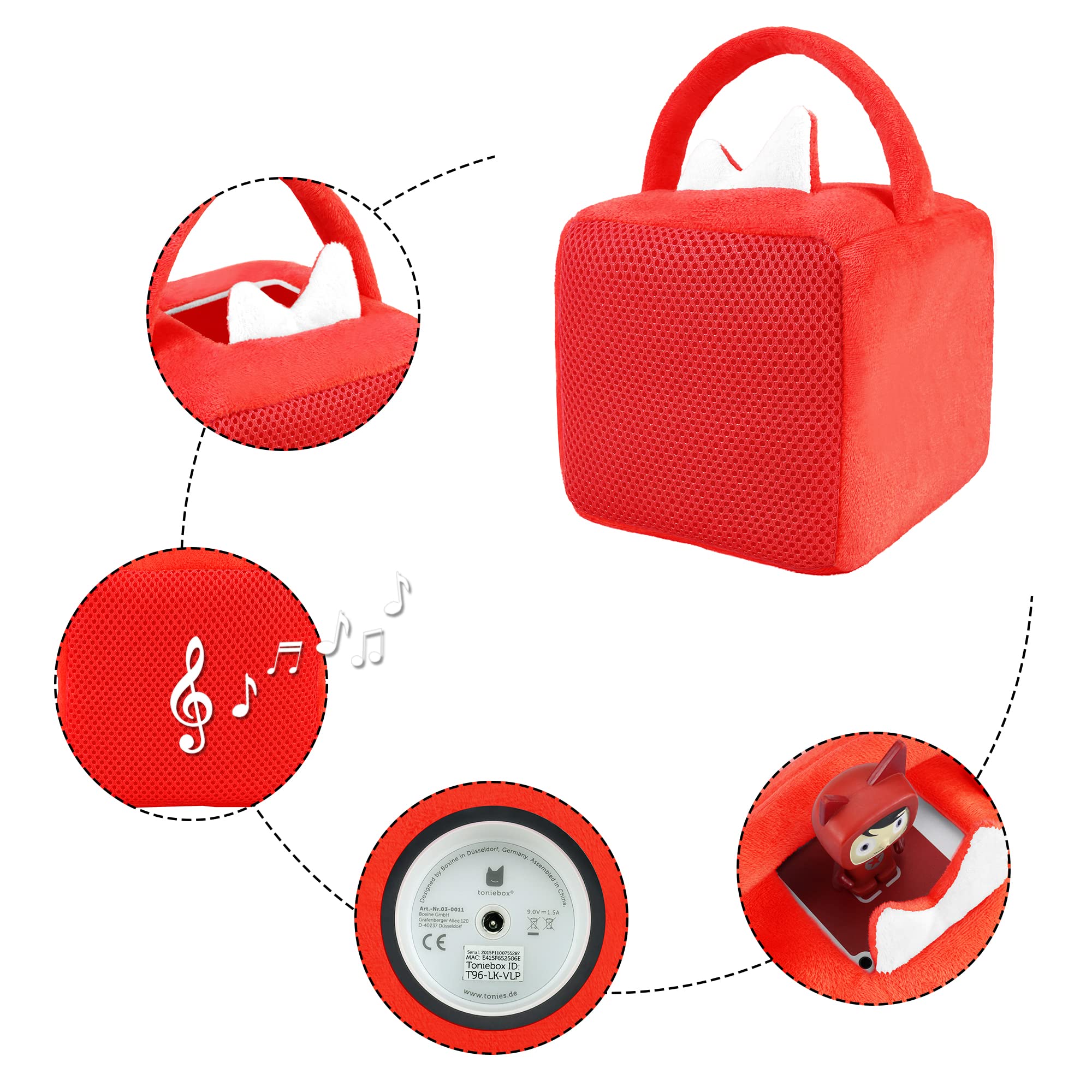Carrying Case for Toniebox, Pouch for Tonies, Drop-proof and Dust-proof, Gift for Boys Girls, Storage Bag for Toniebox, Red