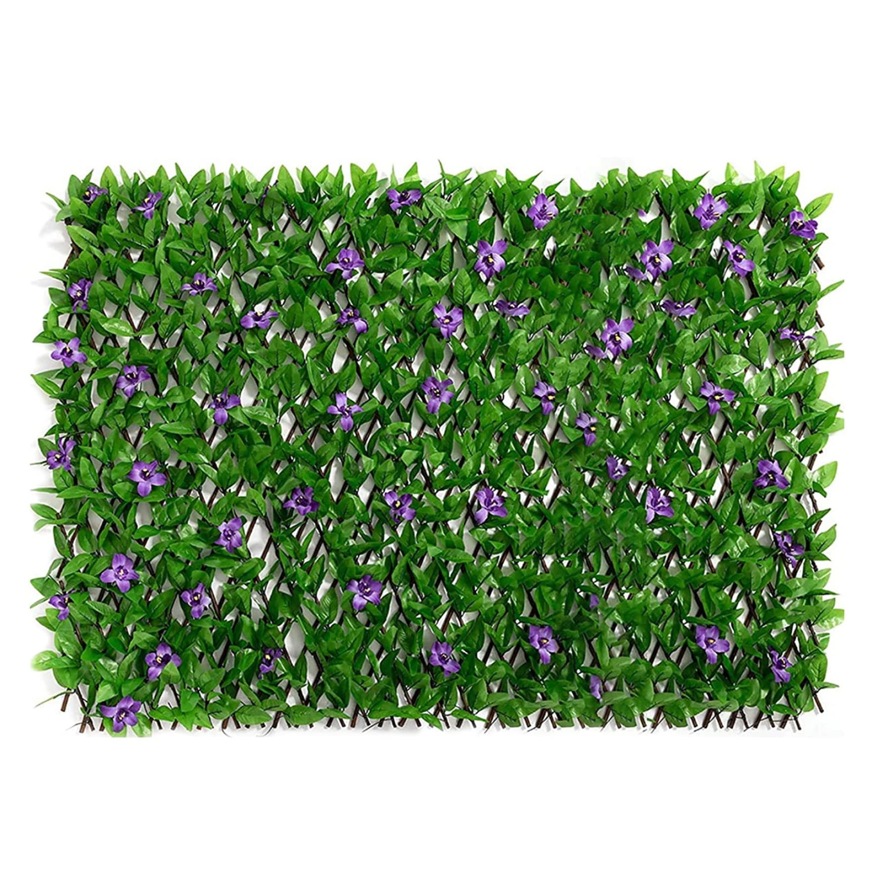 Treillis artificiel occultant fleurs violettes pour cacher un vis-a-vis de balcon