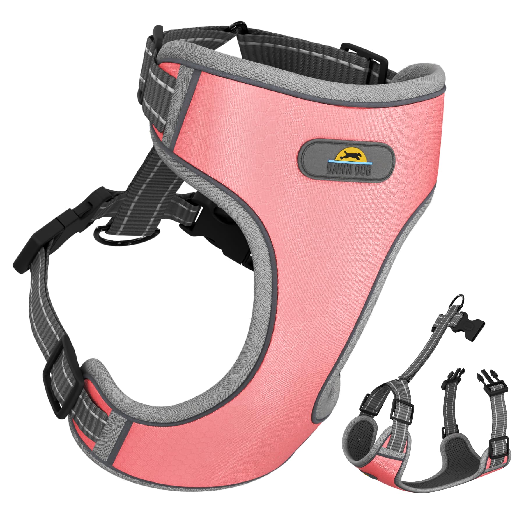 Dawn Dog Dog Harness with Secure Locking Clip, Pink, X-Large