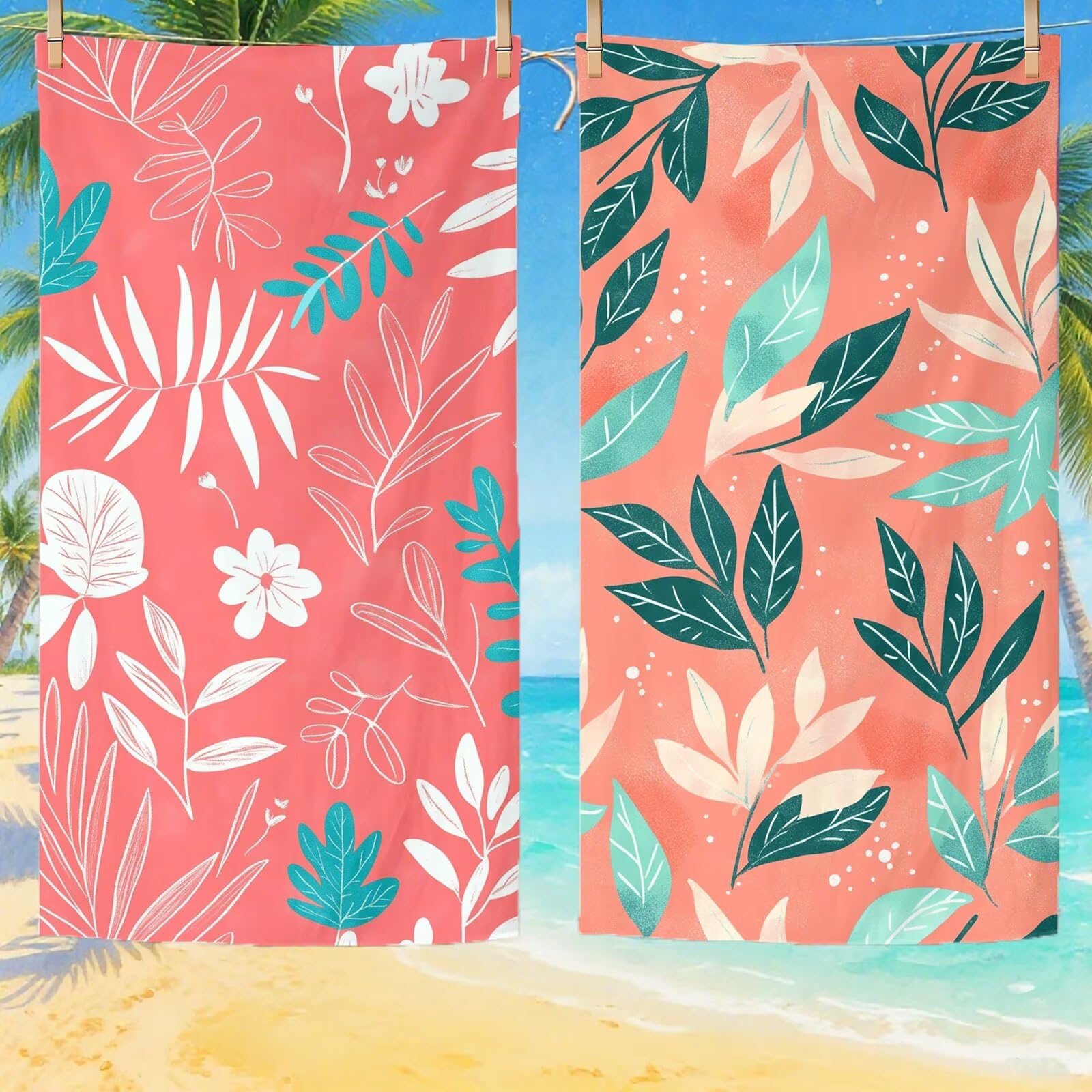 Toallas de Playa Microfibra Hoja Toalla Playa Grande 180x90 cm Mujer Hombre Secado Rápido Absorbente Toallas Gimnasio Suave Sin Arena Ligera Toalla Microfibra para Playas Piscina Viajes Camping Q-360