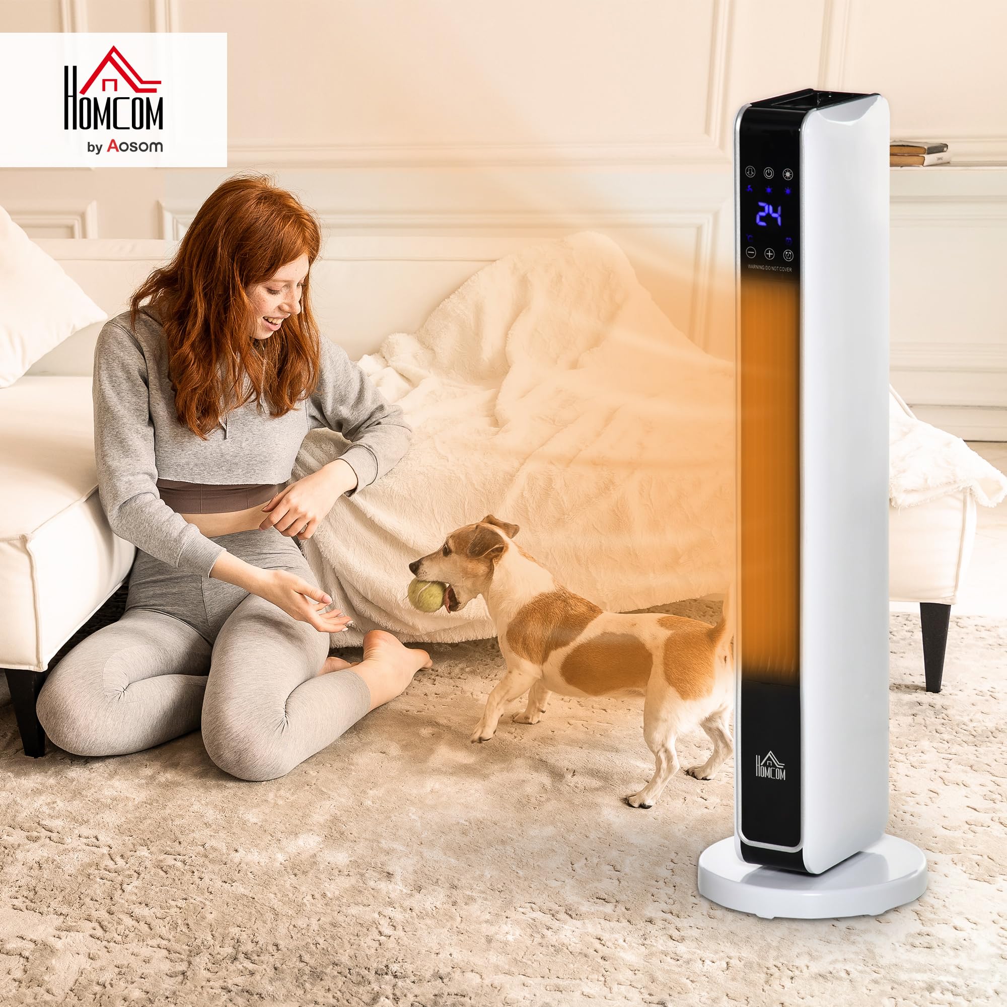 HOMCOM Radiateur Électrique Oscillant Céramique PTC 21 x 21 x 73 cm