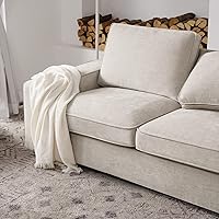 Vista 8 de LEISLAND Sofás modernos de 88.58 pulgadas para sala de estar, sofás y sofás de felpilla con reposabrazos cuadrados, cojín extraíble de respaldo bajo